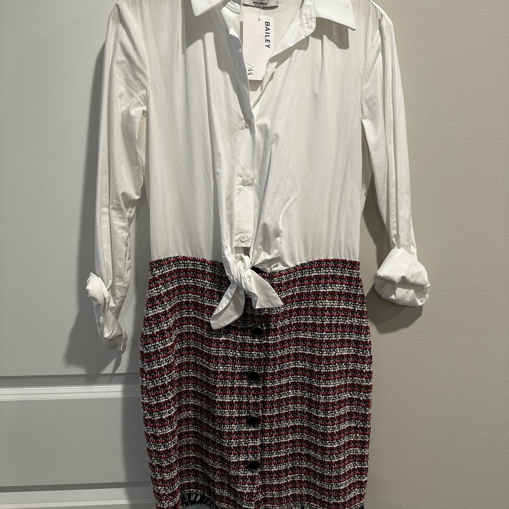 Bailey 44 White and Red Long Sleeve Dress